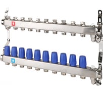 Коллектор MVI из нержавеющей стали, в сборе без расходомеров, с дренажным краном и воздухоотводчиком MS.610.06