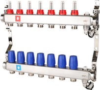 Коллектор MVI из нержавеющей стали в сборе с расходомерами, дренажным краном и воздухоотводчиком MS.707.06
