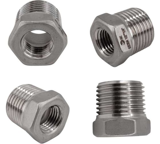 Футорка НР/ВР NEWKEY ДУ 15x8 (1/2 x 1/4 дюйма), нержавеющая сталь AISI 304, PN16, 4 шт. NAB4-NK-FHB15x8/4