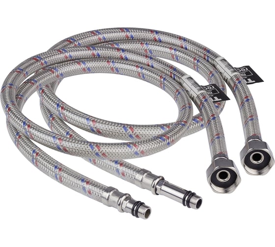 Гибкая подводка для смесителя TEBO 1/2"хМ10 г/ш 1,5м комплект 2шт (EPDM, нержавейка в ПВХ, сталь) T-ГП.304.М10-1835.15.CN
