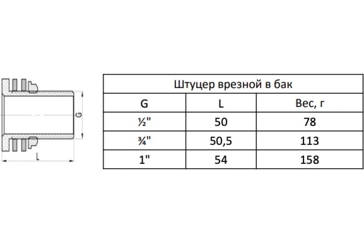 Штуцер врезной в бак