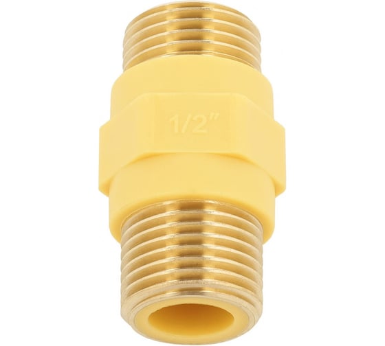 Ниппель газовый резьбовой латунный VIEIR 1/2 (10шт) штуцер × 1/2 штуцер (две наружные резьбы) для газопроводов PV20 (Y)