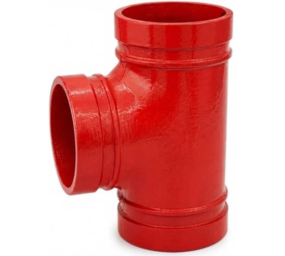 Тройник равносторонний L грувлок DN.ru ТР-Г-Л Ду200 (Дн219.1) Ру20, цвет - красный D520-00539