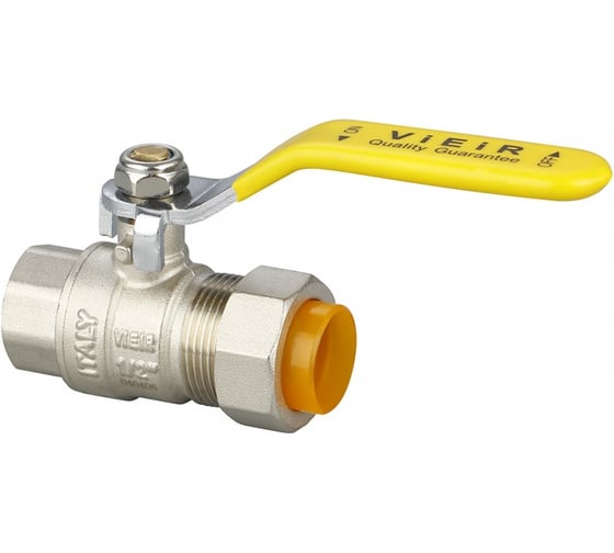 Кран газовый с вставкой под гофрированную трубу VIEIR 1/2"x15 мм, внутренняя резьба, ручка-рычаг VRQ215-01 (Y)