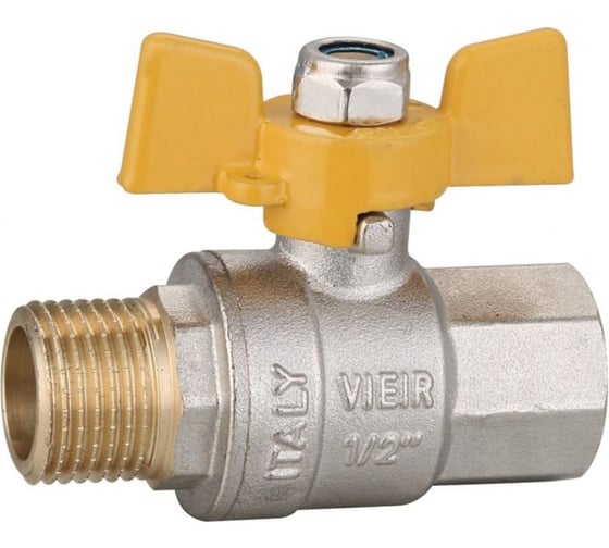 Кран газовый VIEIR 1", внутренняя-наружная резьба, ручка-бабочка VRQ211-03 (Y)