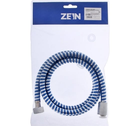 Душевой шланг Zein Z04PB, 150 см, с пластиковой конусообразной гайкой, ПВХ, синий 5482392