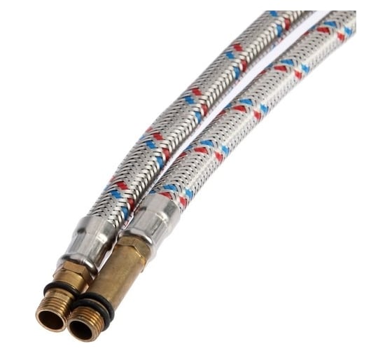 Подводка для смесителя Zein гайка 1/2", штуцер М10, 100 см, ключ для монтажа, набор 2 шт 6947358