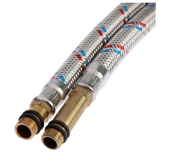 Подводка для смесителя Zein гайка 1/2", штуцер М10, 30 см, ключ для монтажа, набор 2 шт 6947353
