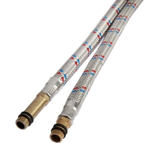 Подводка для смесителя Zein гайка 1/2", штуцер М10, 150 см, ключ для монтажа, набор 2 шт 6947360