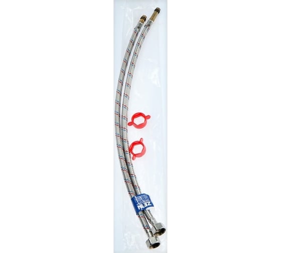 Подводка для смесителя Zein гайка 1/2", штуцер М10, 50 см, ключ для монтажа, набор 2 шт 6947355