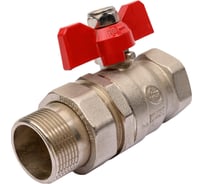 Шаровой Кран DOUBLE-LIN латунный бабочка, со сгоном (американка) НР/ВР 1 1/4" LL1569 (1 1/4")