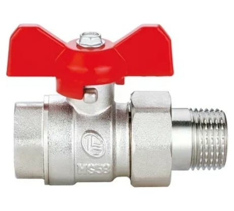 Шаровой Кран DOUBLE-LIN латунный резьбовой, бабочка, со сгоном (американка) НР/ВР 3/4" LL1569 (3/4")