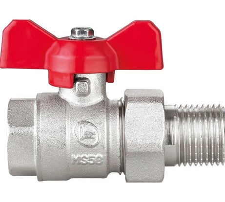 Шаровой Кран DOUBLE-LIN латунный резьбовой, бабочка, со сгоном НР/ВР 1 1/4" LL1045 (1 1/4")