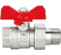 Шаровой Кран DOUBLE-LIN латунный резьбовой, бабочка, со сгоном (американка) НР/ВР 1" LL1569 (1")