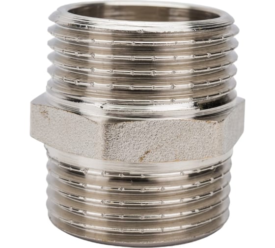 Ниппель DOUBLE-LIN резьбовой латунный никелированная Н/Н 1.1/4" LL6020 (1"1/4) 1