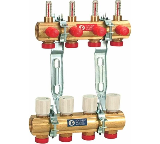 Сборный коллекторный узел Giacomini  R553F, 9, 1"x3/4"/E, латунь R553FY049