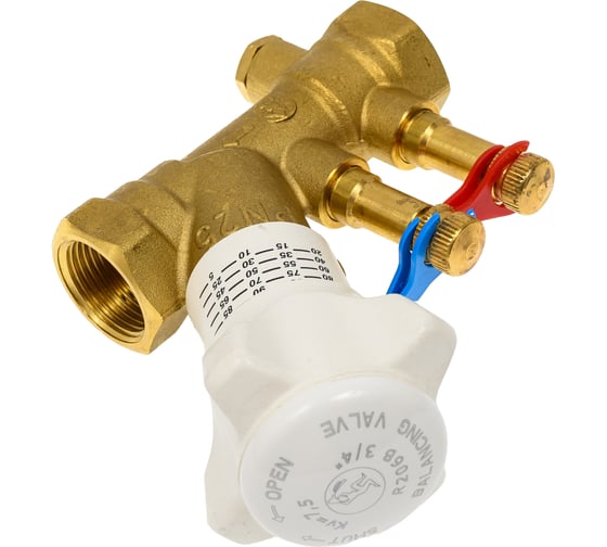 Клапан Giacomini R206B, DN-20, 3/4, ВВ, PN, бар-25, с измерительными штуцерами, со сливом R206BY004