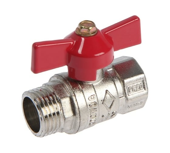Кран шаровой для холодной воды Zein engr, нр/вр 1/2", PN 4 5-45 градусов, бабочка, цинк 7551332 1