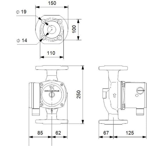 Циркуляционный насос Grundfos UPS 40/80 F 1x230V НС-0027453