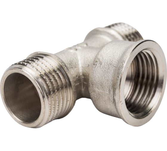 Тройник STI латунный Ду15 (1/2") Н-В-Н никелированный D270-05067