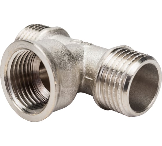 Тройник STI латунный Ду15 (1/2") Н-В-Н никелированный D270-05067