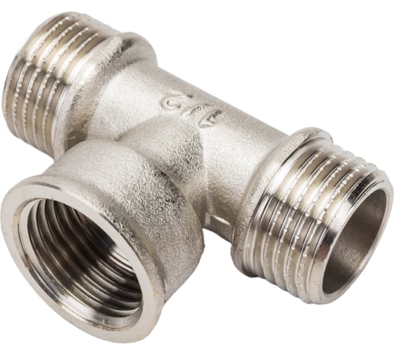 Тройник STI латунный Ду15 (1/2") Н-В-Н никелированный D270-05067