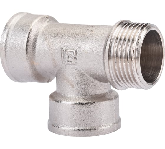 Тройник STI латунный Ду20 (3/4") В-В-Н никелированный D270-05068
