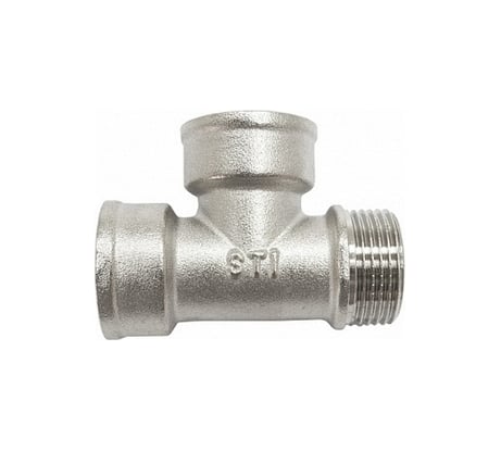Тройник STI латунный Ду15 (1/2") В-В-Н никелированный D190-00072