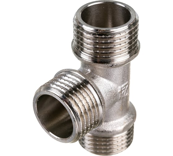 Тройник STI латунный Ду15 (1/2") Н-Н-Н никелированный D190-00073