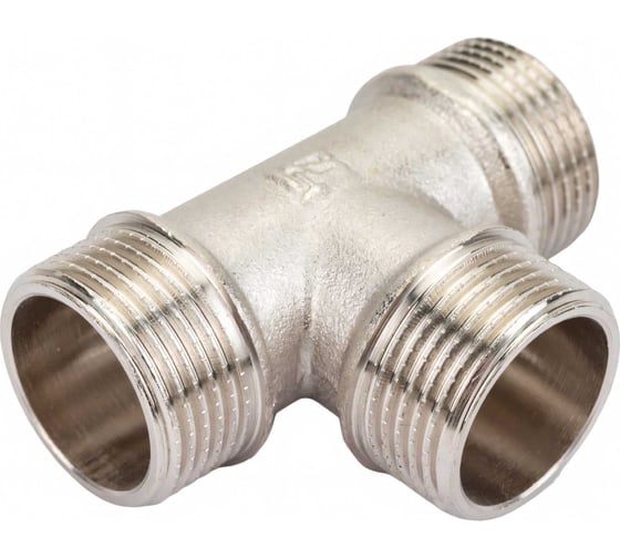 Тройник STI латунный Ду20 (3/4") Н-Н-Н никелированный D190-00077