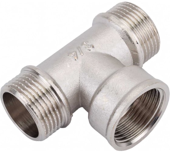 Тройник STI латунный Ду20 (3/4") Н-В-Н никелированный D190-00076