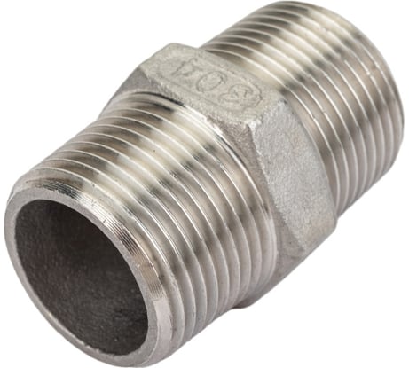 Шестигранный ниппель TITAN LOCK с наружной резьбой BSP 3/4" с обеих сторон, нержавеющая сталь TL3/4HNSS