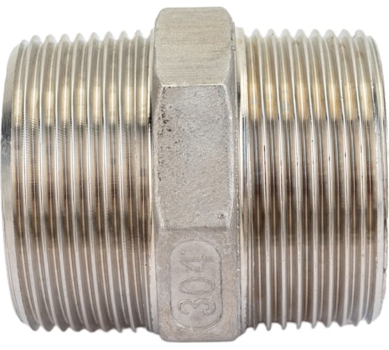 Шестигранный ниппель TITAN LOCK с наружной резьбой BSP 1 1/2" с обеих сторон, нержавеющая сталь TL1.1/2HNSS 1
