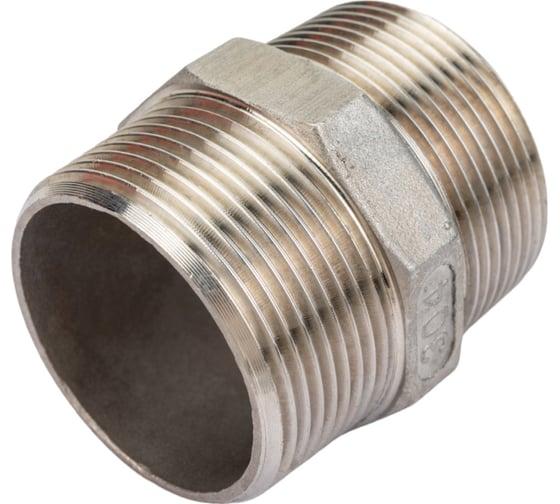 Шестигранный ниппель TITAN LOCK с наружной резьбой BSP 1 1/2" с обеих сторон, нержавеющая сталь TL1.1/2HNSS