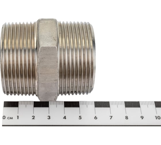 Шестигранный ниппель TITAN LOCK с наружной резьбой BSP 1 1/2" с обеих сторон, нержавеющая сталь TL1.1/2HNSS