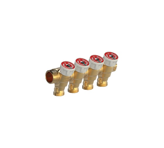 Сантехнический коллектор Giacomini 3/4"x1/2"E/4 с вентилями  R585CY064