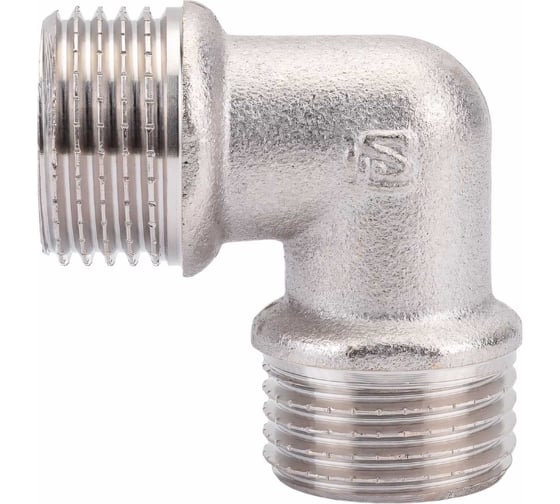Угольник STI латунный Ду15 (1/2") Ру16 НР/НР никелированный D270-05010