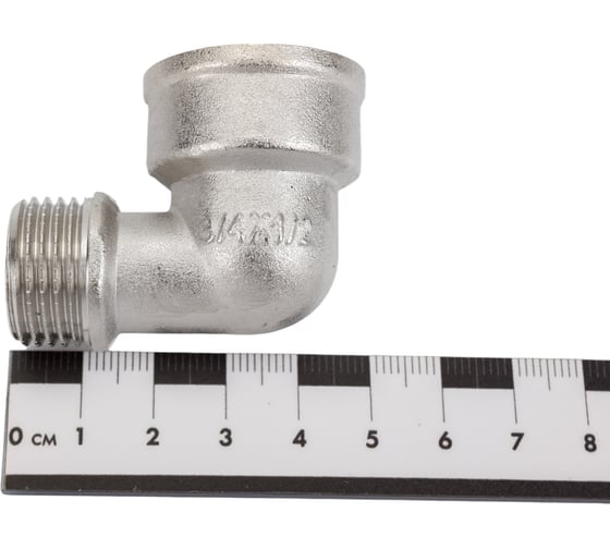 Угольник STI латунный Ду20х15 (3/4"х 1/2") Ру16  ВР/НР переходной, никелированный D270-05070