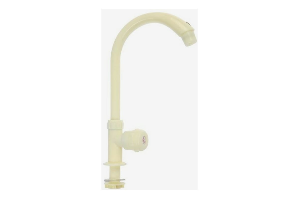 Кран на одну воду Zein круглая ручка, пластик, высокий R-образный излив ...