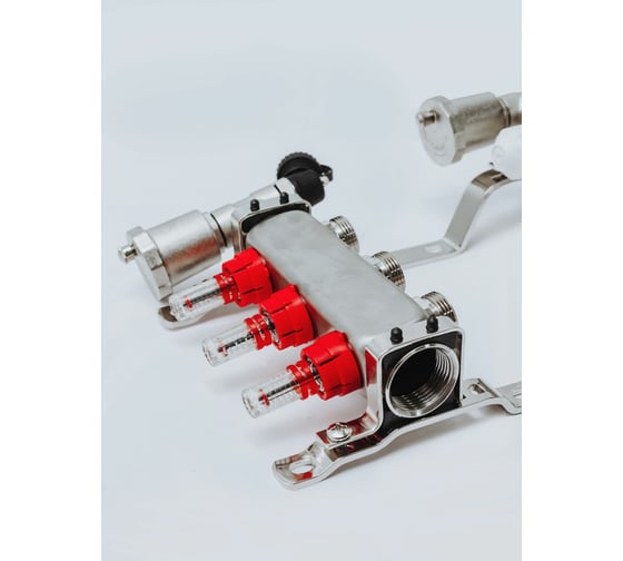 Коллекторная группа с расходомерами Grosetto 1"x3/4" 3 выхода, нержавеющая сталь, 10 бар 2042990 Gr-3 AVR