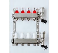 Коллекторная группа с расходомерами Grosetto 1"x3/4" 4 выхода, нержавеющая сталь, 10 бар 2042991 Gr-4 AVR
