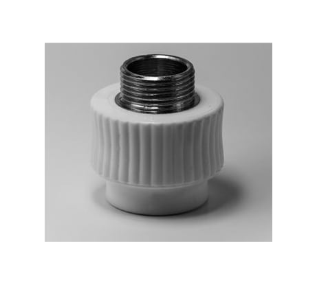 Комбинированная муфта ООО МультиМирПласт ППР 20x1/2 НР белая ППР МФК 20 1/2 НР