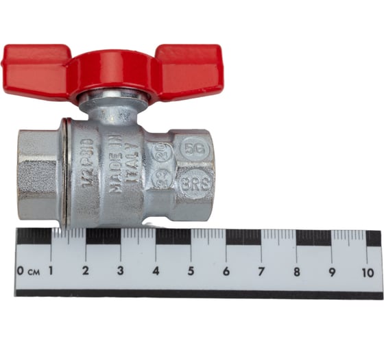 Шаровой кран Giacomini R851, 1/2, ВВ, ручка-бабочка красная, хромированный R851X023