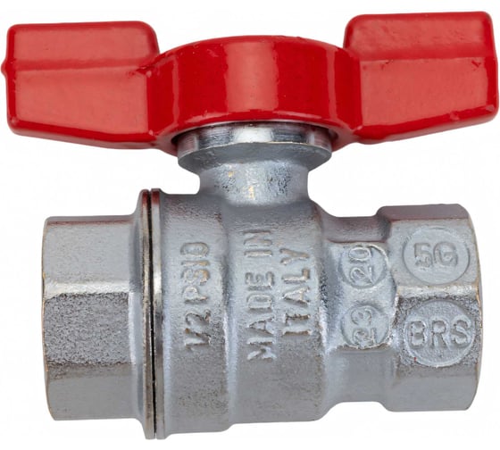 Шаровой кран Giacomini R851, 1/2, ВВ, ручка-бабочка красная, хромированный R851X023