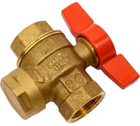 Шаровой кран Giacomini, R701, 3/4", ручка-бабочка красная, нехромированный, со встроенным фильтром R701FY024