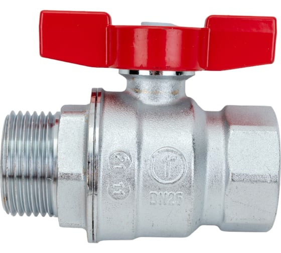Шаровой кран Giacomini R854, 1, ВН, ручка-бабочка красная, хромированный R854X025