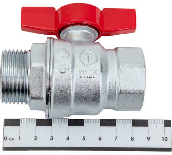 Шаровой кран Giacomini R854, 1, ВН, ручка-бабочка красная, хромированный R854X025