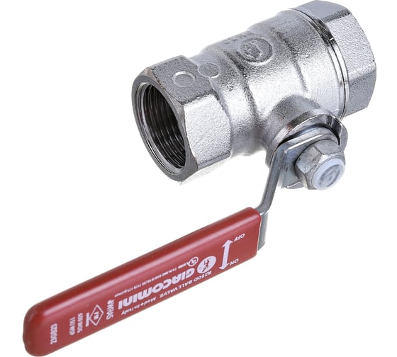 Шаровой кран Giacomini R250D, 3/4, ВВ, ручка-рычаг красный, хромированный R250X004