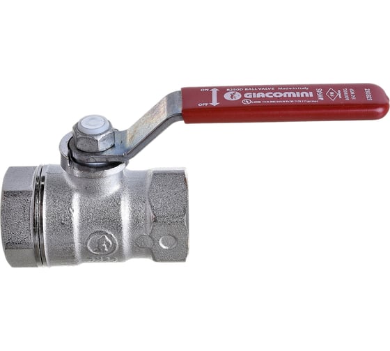 Шаровой кран Giacomini R250D, 3/4, ВВ, ручка-рычаг красный, хромированный R250X004