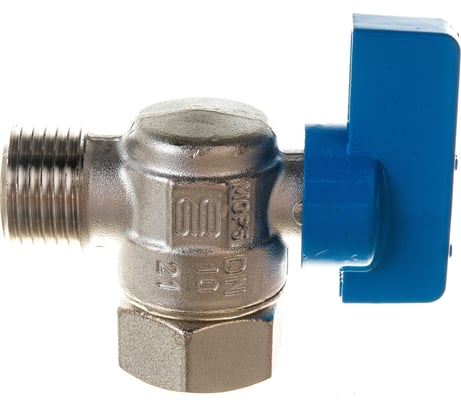 Шаровой кран ELSEN угловой, 1/2", 1/2", НВ, ручка-флажок синяя, с накидной гайкой EV96.1212